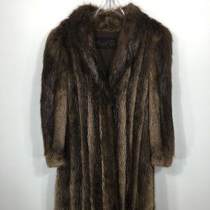 Classic BEAVER fur coat dark brown Women's Medium jacket 574